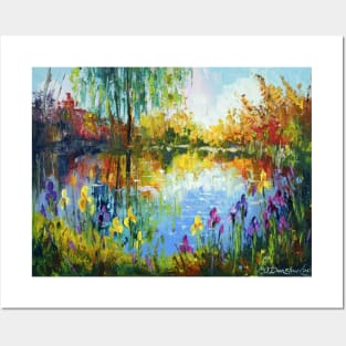 Irises by the pond Posters and Art